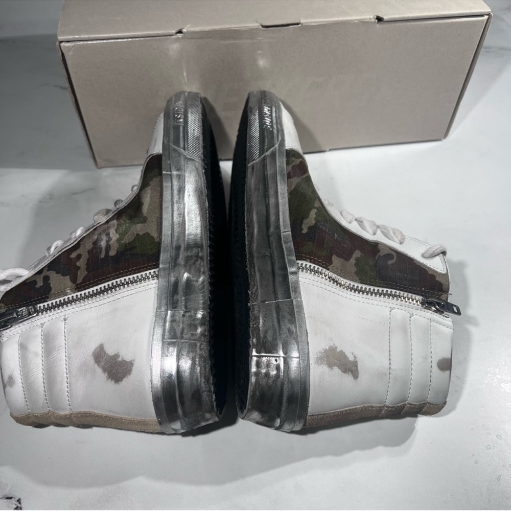Golden Goose Slide White Green Camouflage Silver Pink Athletic High Top Sneakers - Picture 6 of 14
